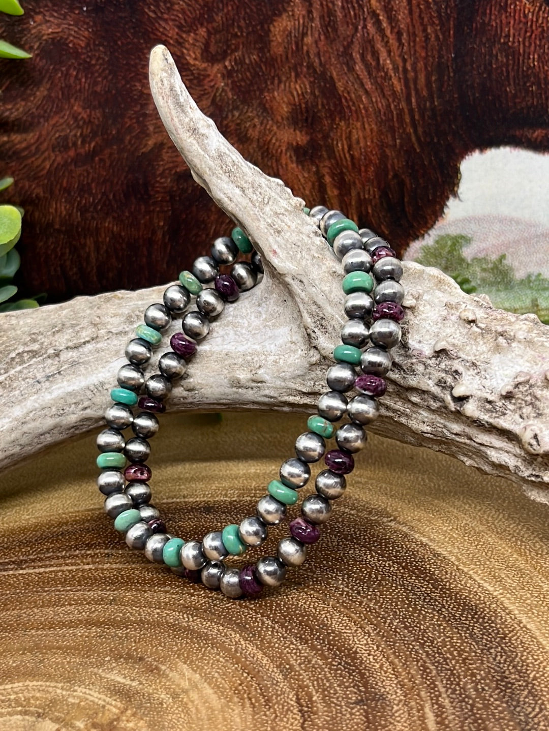 Cybil Varied Navajo Pearl Sterling Stretch Bracelet