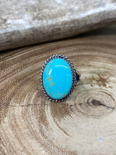 Alto Sterling Roped Oval Turquoise Ring - Blue