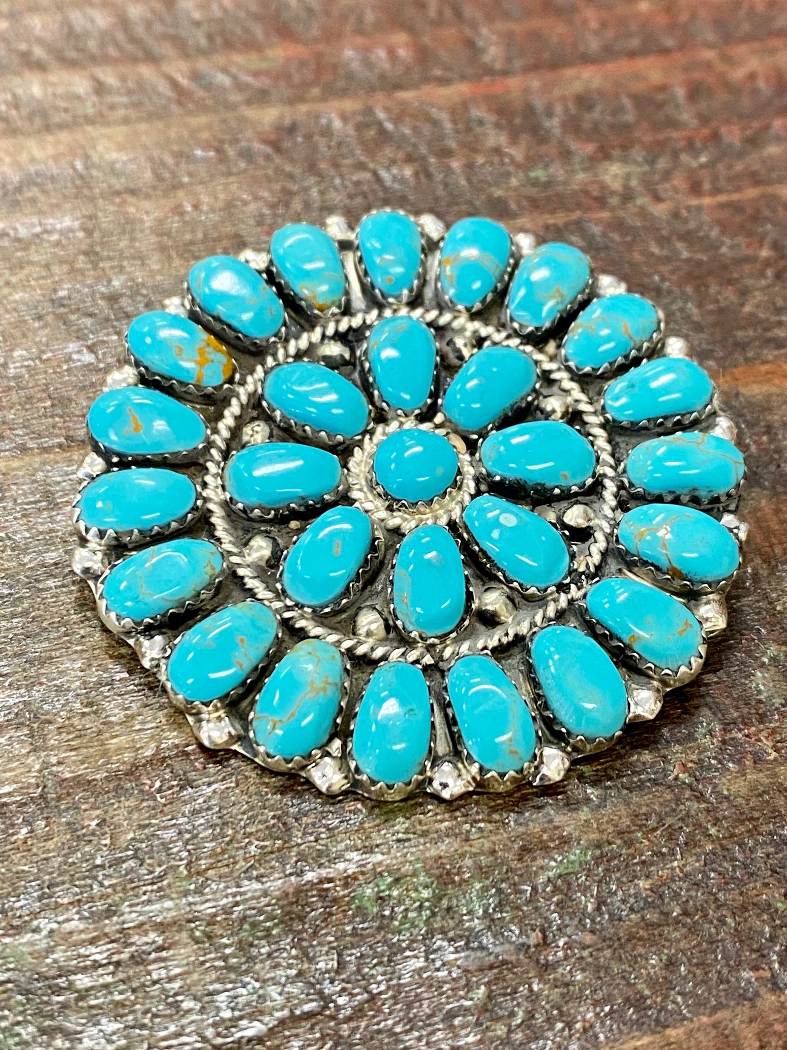 Delora Sterling Turquoise Medallion Pendant/Brooch