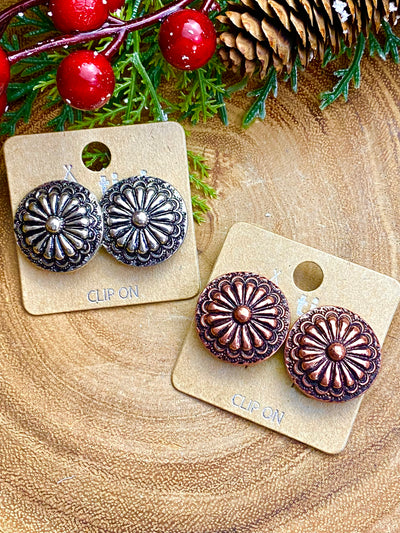 Stamped Clip Earrings
