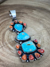 Corsicana Turquoise & Spiny Sterling Pendant - 4"