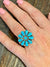 Denny Turquoise Flower Adjustable Ring