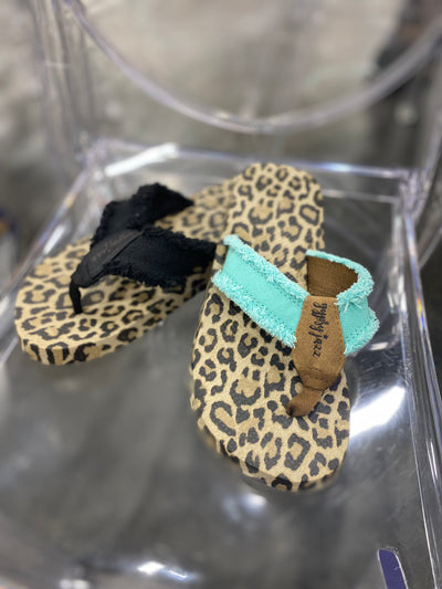 Aqua Leopard Flip Flops