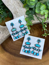 Tasha Triple Stone Post Cascading Earrings - Turquoise