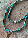Texas Sky Sterling Navajo & Tumbled Turquoise Necklace
