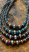 Eclipse Varied Navajo Pearl & Gemstone Necklace & Earring Set -14"