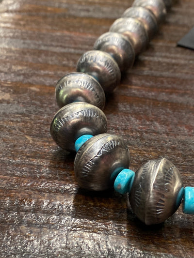 Quinn Sterling Silver Set 20mm Stamped Navajo Pearls