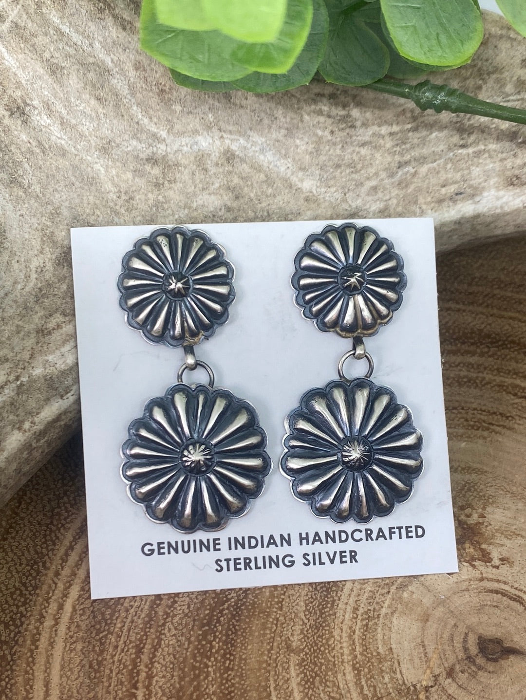 Double Daisy Sterling Concho Post Earrings