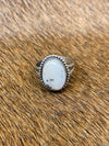 Kirkley Sterling Framed Single Stone White Buffalo Ring