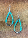 Harper Turquoise Heishi Teardrop Earrings - 2.5"