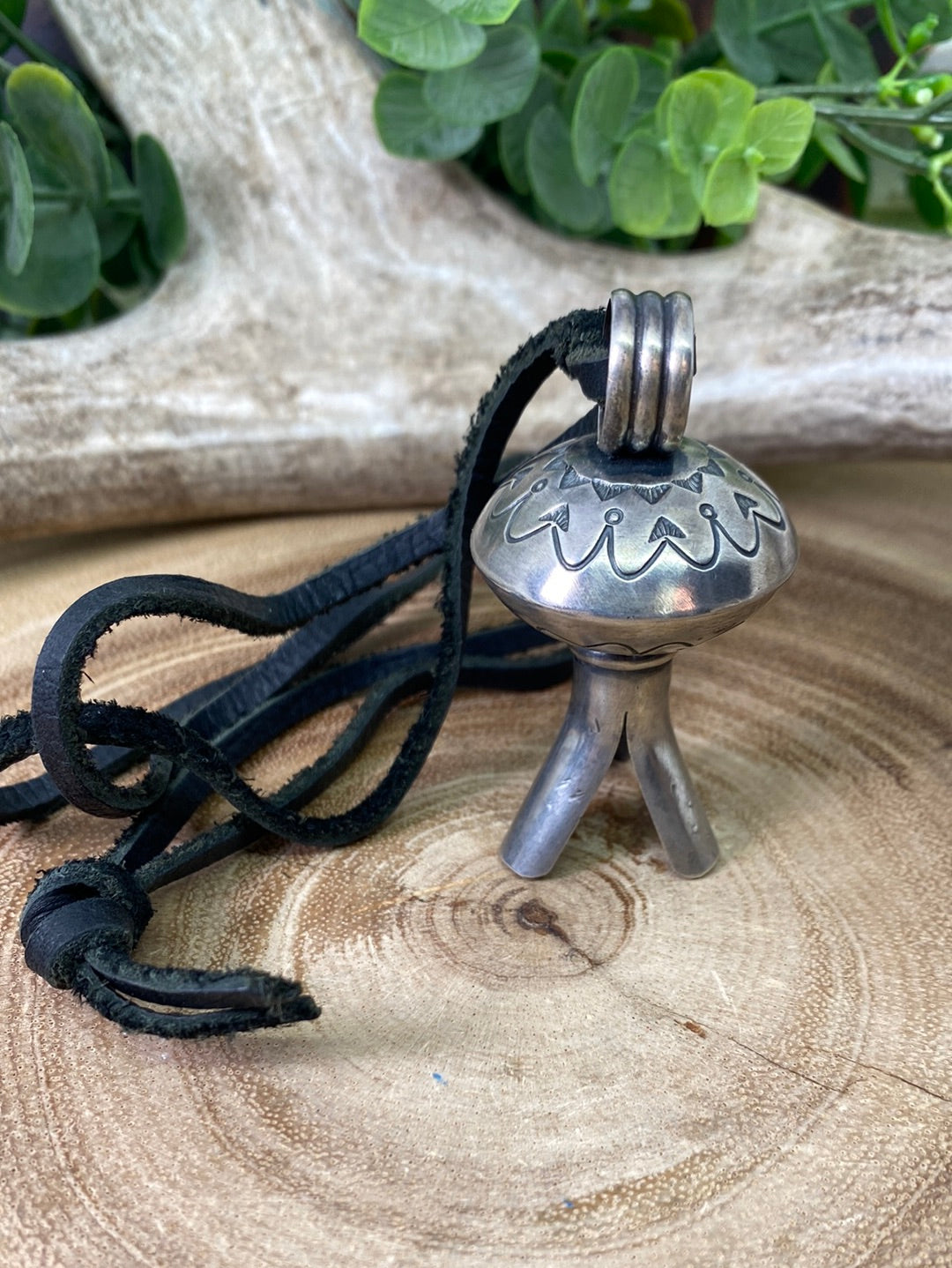 Brandi Leather Necklace With Sterling Blossom Pendant