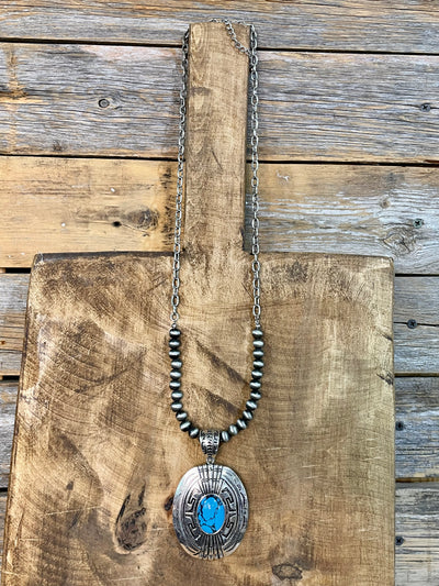 Miles Fashion Aztec Style Concho Bar Linked Necklace - Turquoise