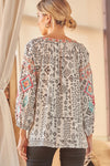 Aztec Multi Print Embroidered Blouse