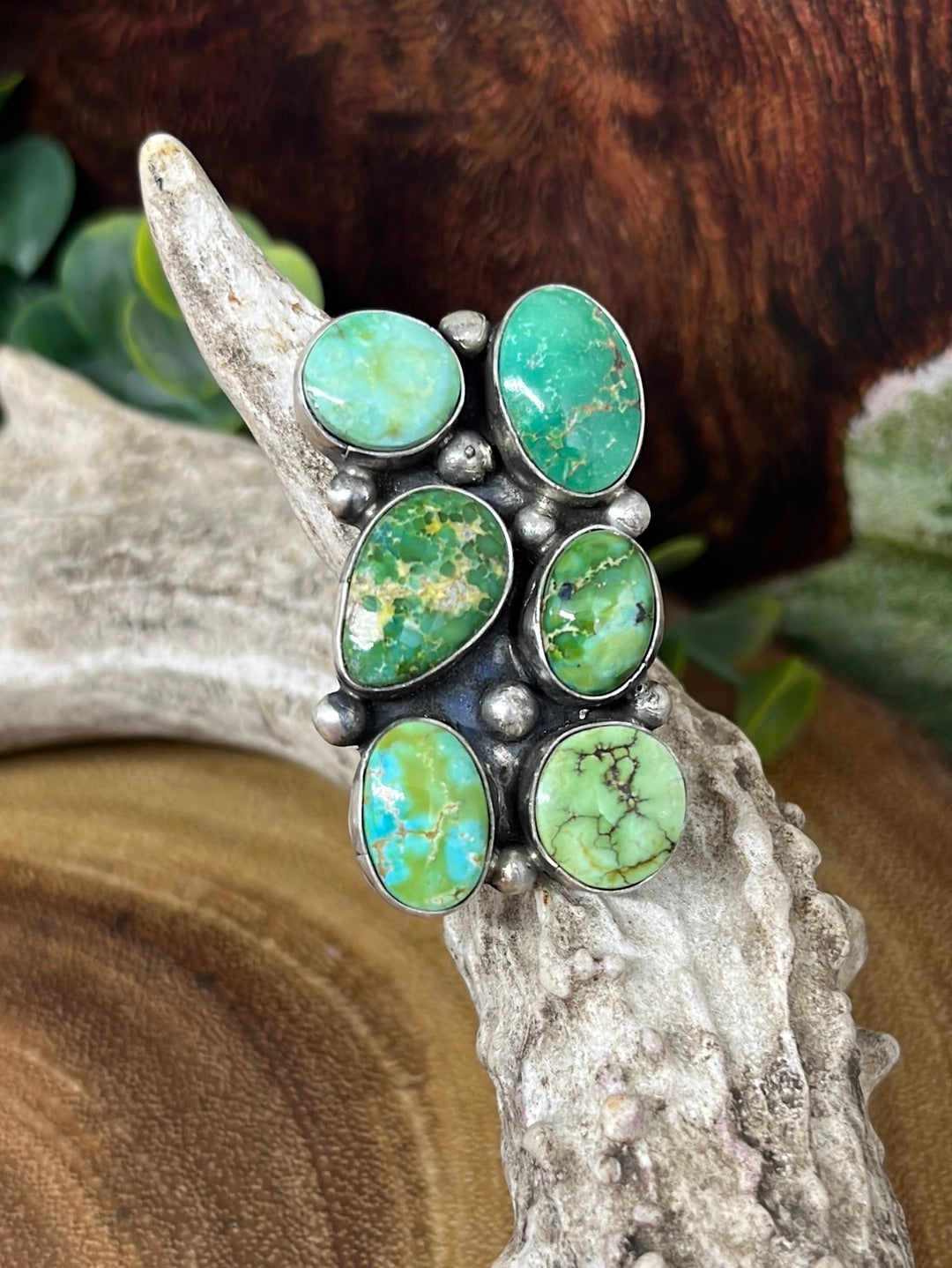 Cassidy Sterling Stacked Turquoise Ring - size 8