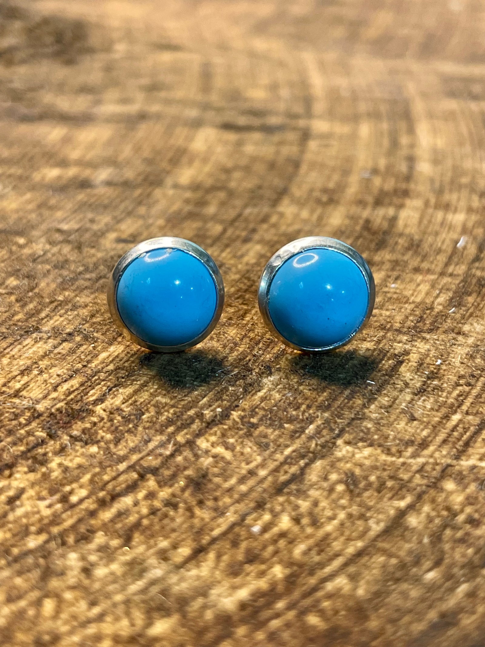Aria Petite Round Turquoise Earrings