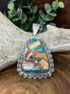 Leah Framed Turquoise & Spiny Mix Triangle Pendant