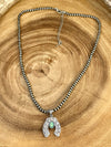 Western Opal Stone Squash Blossom Pendant Necklace