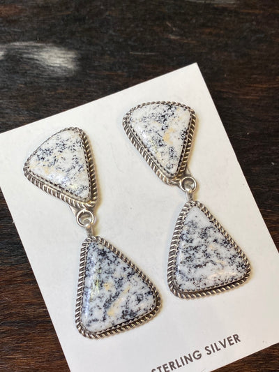 Alyssa White Buffalo Triangle Drop Post Earrings