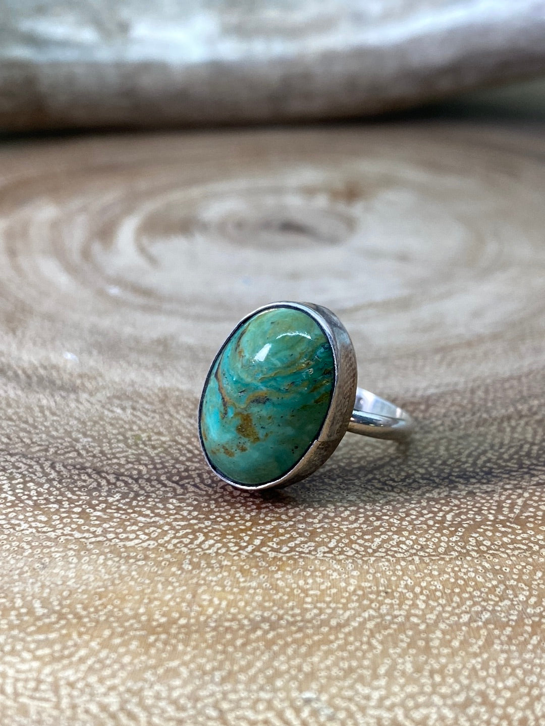 Alvord Sterling Oval Turquoise Ring - Size 6