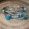 Haverty Slim Stamped Off Center Turquoise Cuff