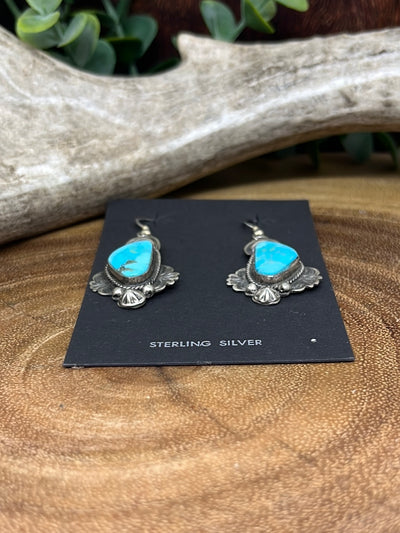 Neems Sterling & Turquoise Fish Hook Earrings