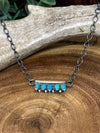 Rico Sterling Chain Necklace With Silver & Turquoise Pendant
