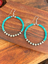 Amanda Turquoise Cylinder & Navajo Pearl Hoop Earrings