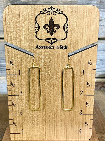 Hammered Geometric Rectangle Earring - Gold