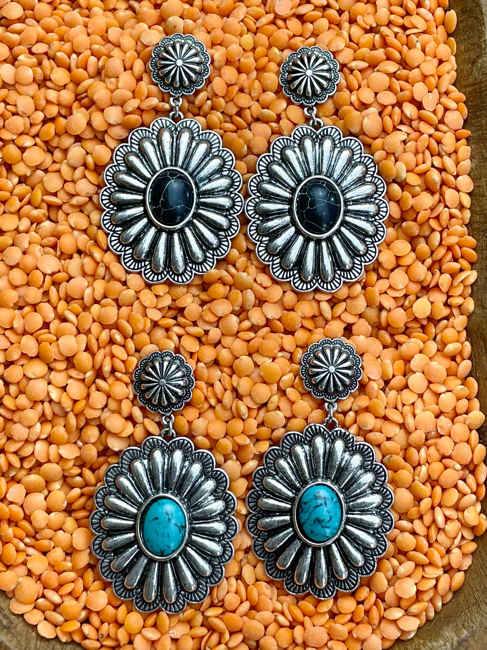 Justin Floral Oval Concho Post Earrings