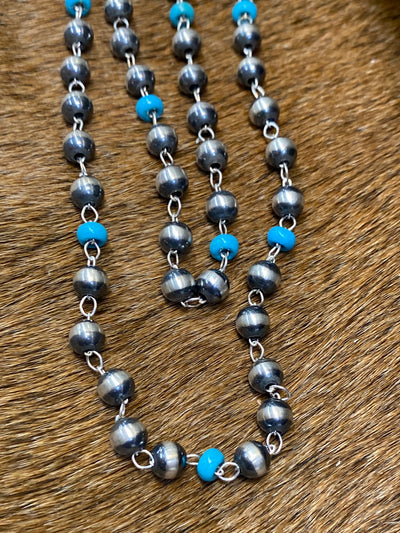 Gio Sterling Linked Navajo Necklace - Turquoise