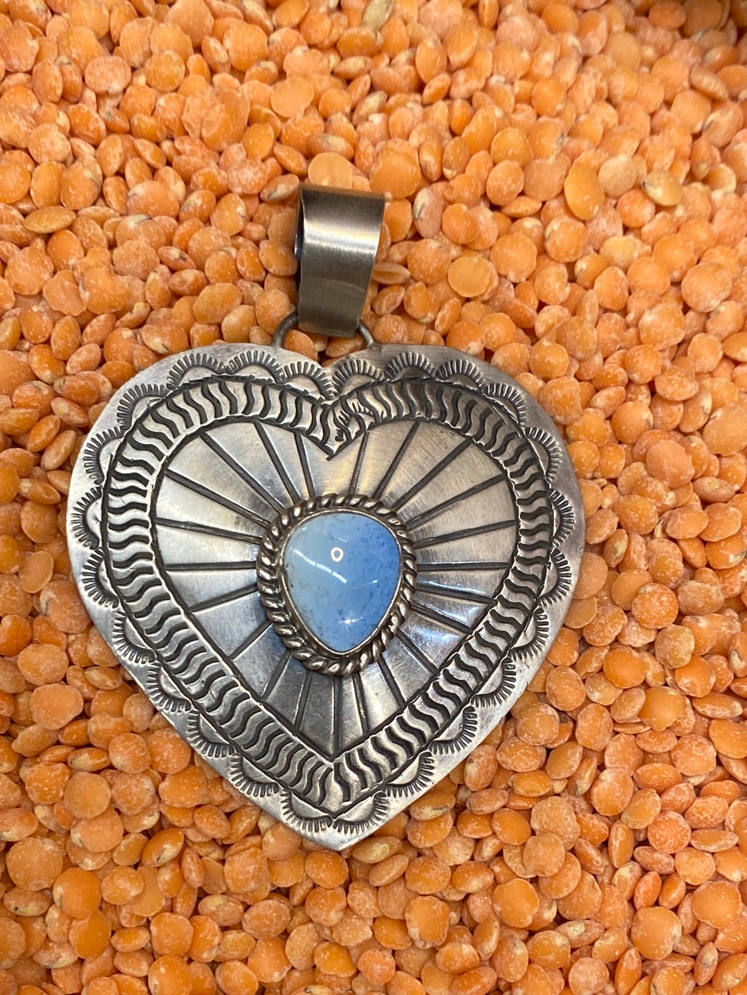 Megan Sterling Heart Golden Hills Turquoise Pendant
