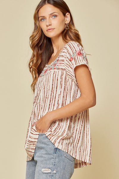 Ivory Printed Embroidered Blouse