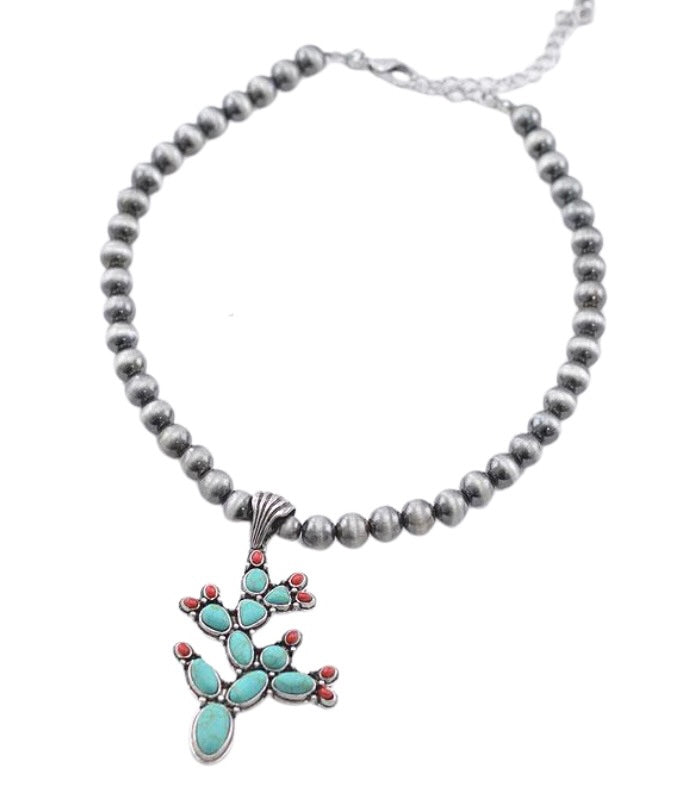 Fashion Navajo Tumbled Cactus Blossom Necklace & Earrings