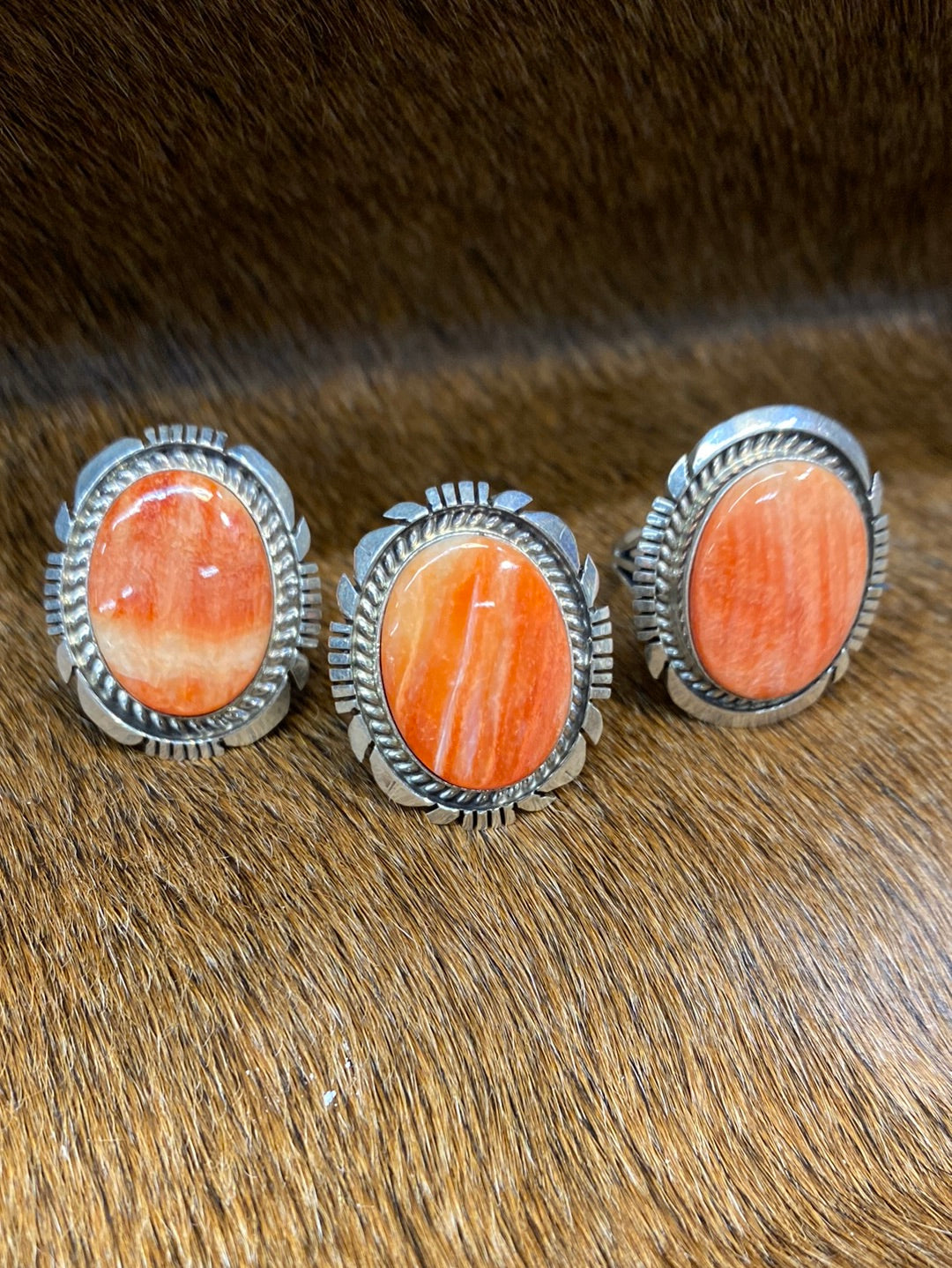 Abiona Sterling Spiny Oyster Ring - Orange