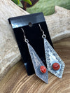 Sterling Stamped Diamond Earrings - Spiny