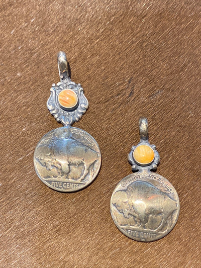 Orange Buffalo Nickel Pendant