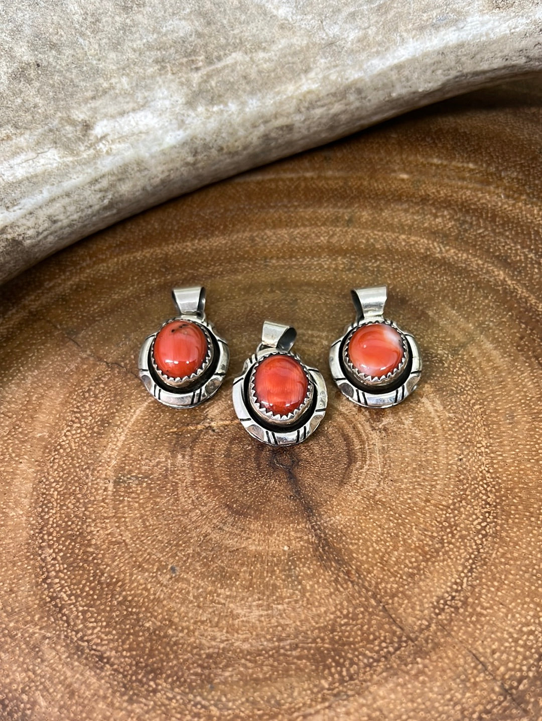 Sharla Sterling Framed Coral Pendant