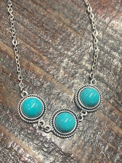 Billings Tri-Stone Necklace - Turquoise