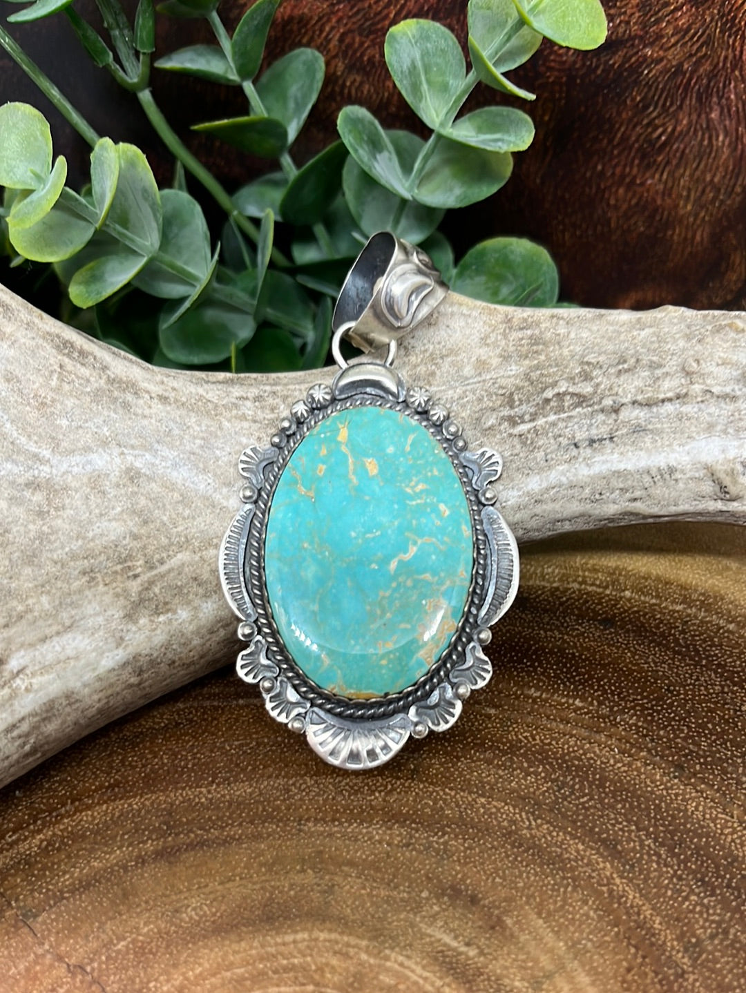 Emma Sterling Framed Royston Turquoise Pendant