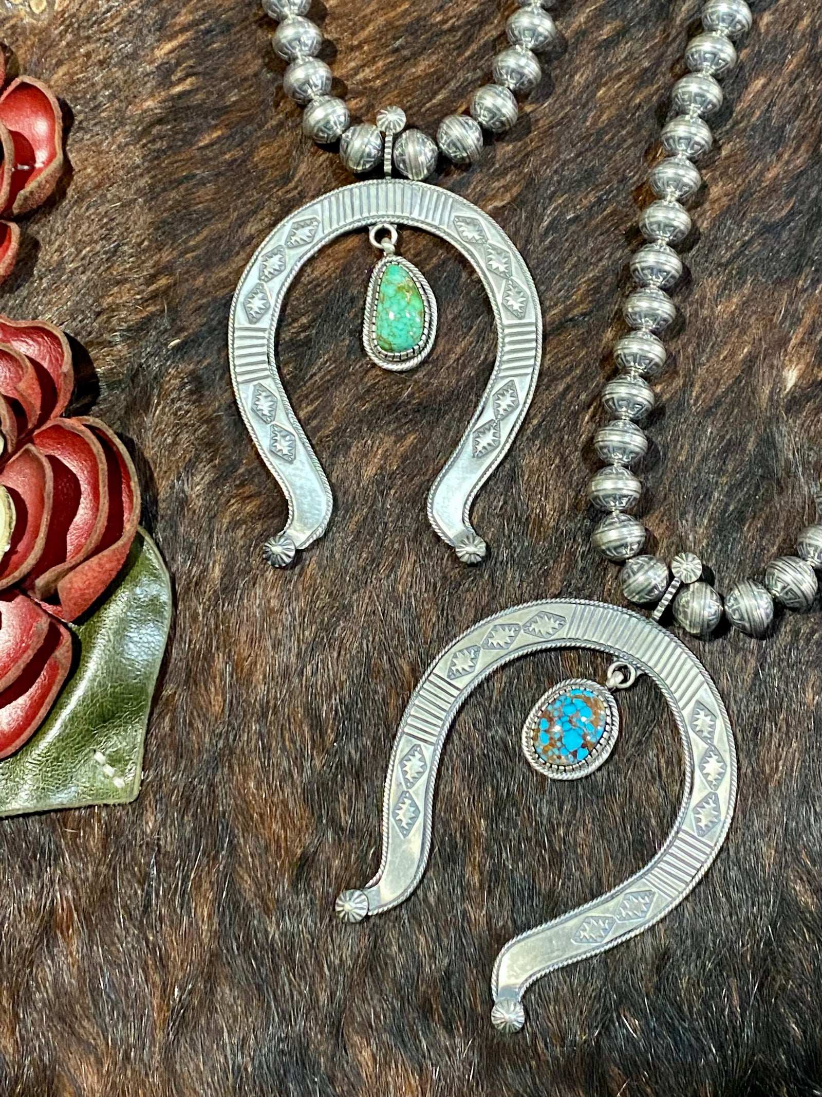 Sienna Stamped Sterling Bead Necklace With Naja Pendant