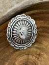 Sterling Silver Concho Ring with Stone
