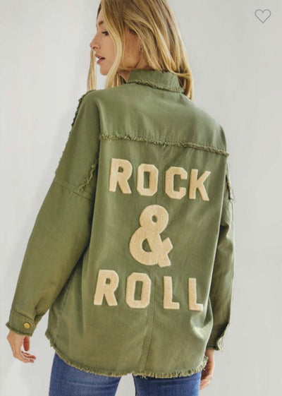 Rock & Roll Button Jacket - Black & Olive