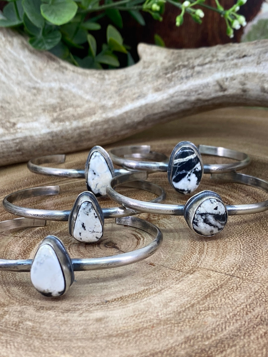 Jocelyn Single Stone Sterling Cuff Bracelet - White Buffalo