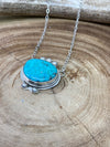Burst of Beauty Sterling Link Chain With Turquoise Pendant - 16"