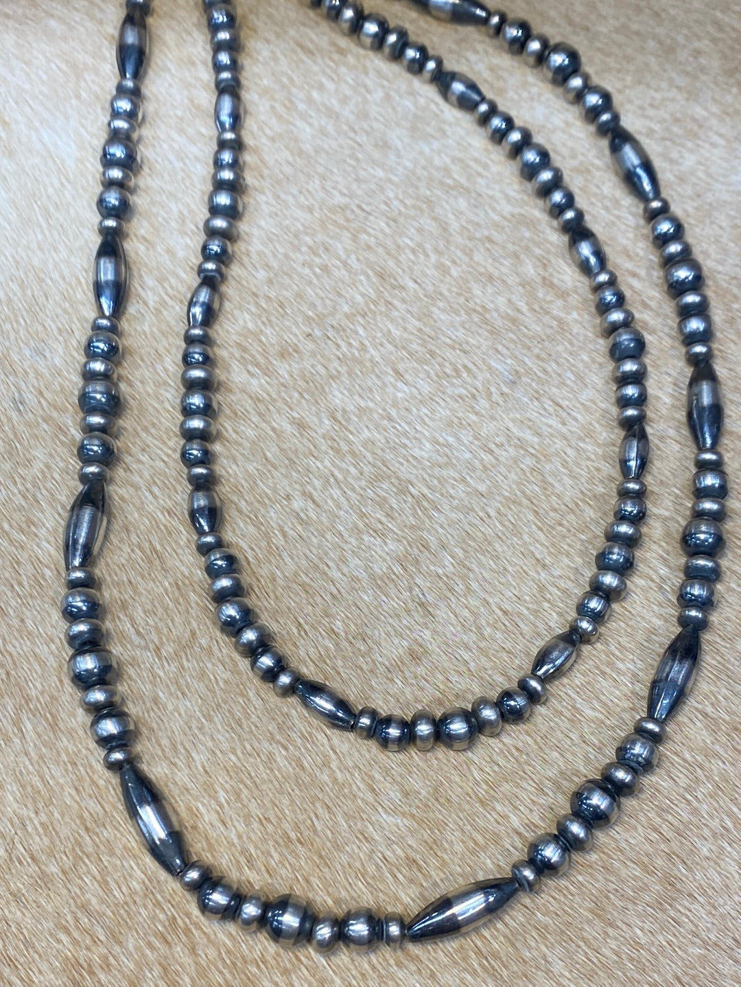 Jovi Sterling Varied Navajo Oval Bead Necklace