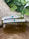 Colby Stamped Sterling Turquoise Dot Rectangle Hair Combs