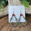 Jolene Navajo Teardrop Earrings With Saucers, Spiny & Turquoise Beads - 2.5"