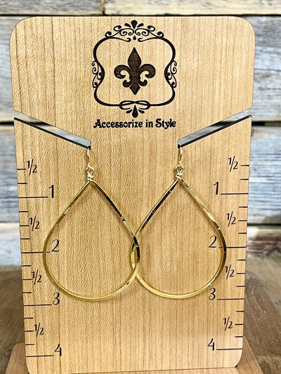 Hammered Geometric Teardrop Earring - Gold