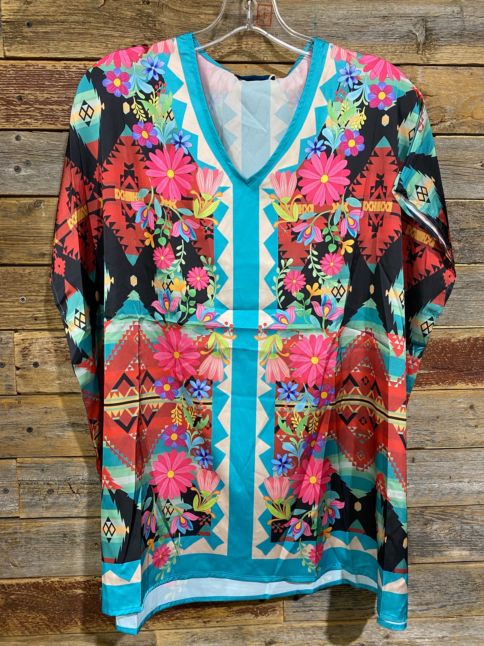 El Paso Aztec Floral Poncho Blouse