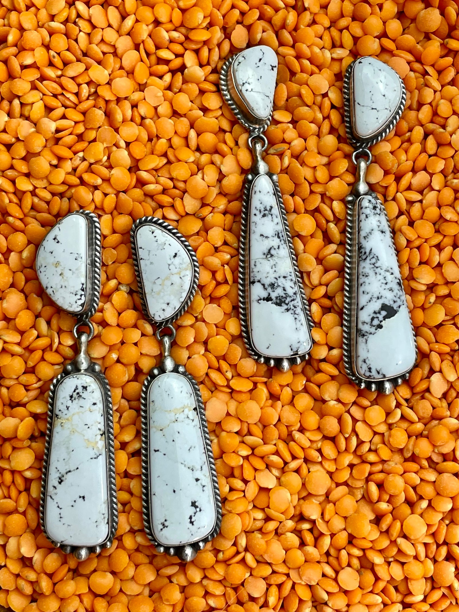 Bonnie White Buffalo Double Stone Earrings